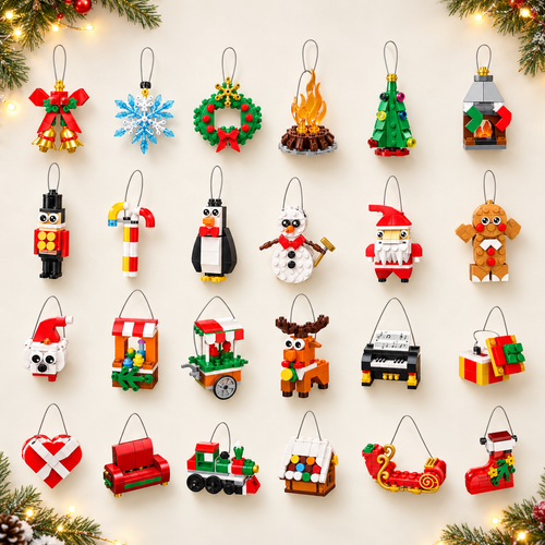 Build Your Christmas – 24 Mini Brick Ornaments