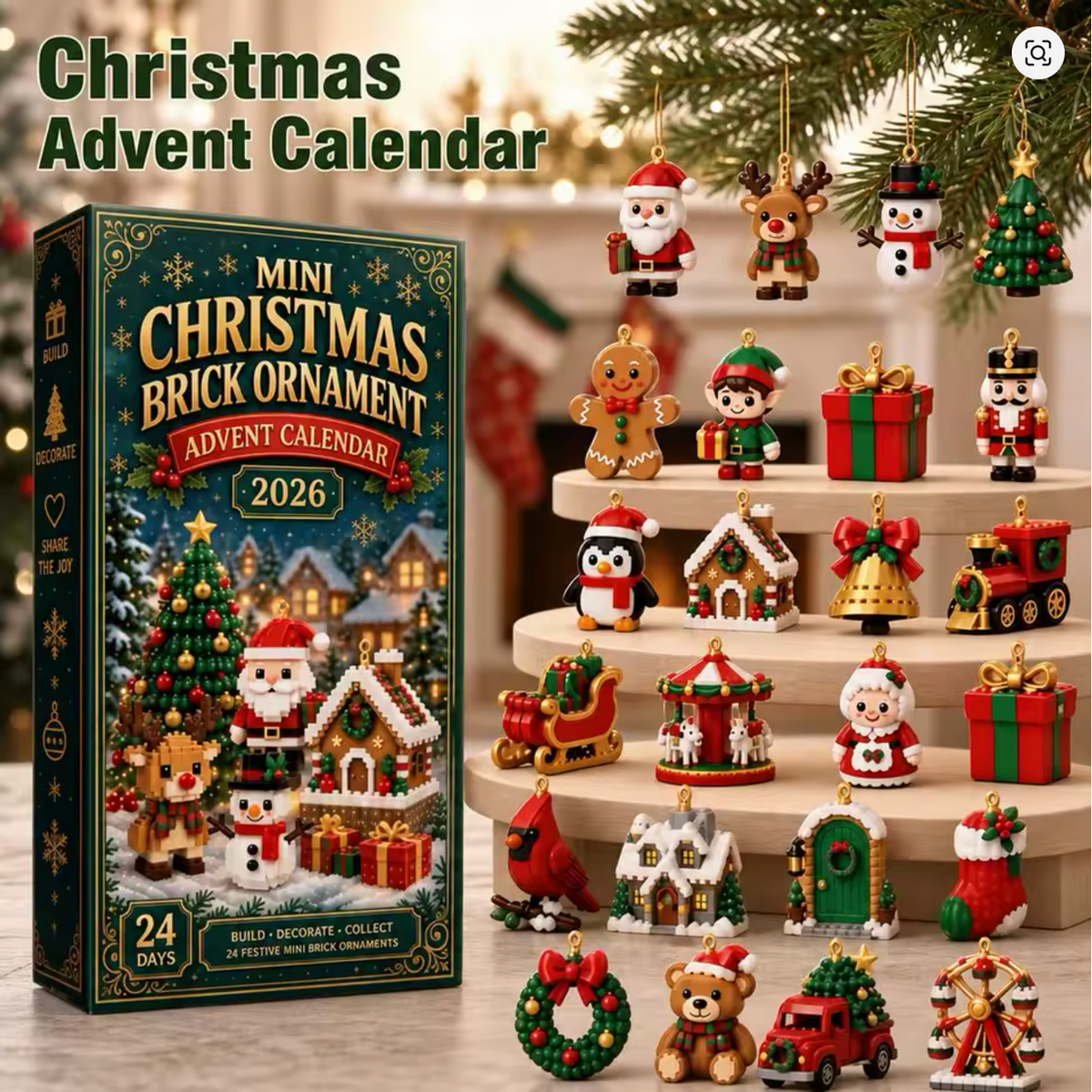 Build Your Christmas – 24 Mini Brick Ornaments